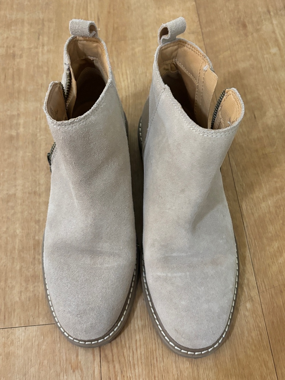 Crown Vintage Light Gray Suede Ankle Booties
